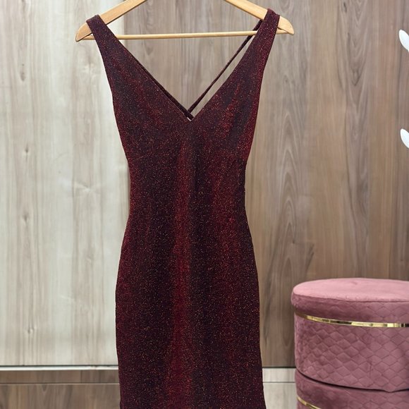 SHEIN Red Shimmer Bodycon Dress Size S | Glamourous Night-out Dress - Picture 6 of 9